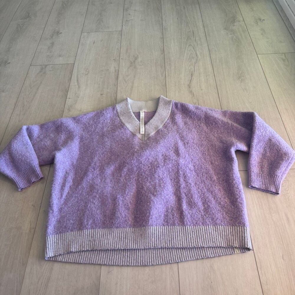 Lululemon Alpaca Wool-Blend V-Neck Sweater Heathered Digital Lavender size XL